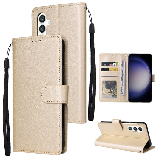 For Samsung Galaxy S25 5G 3-Card Slots Multifunctional Leather Phone Case(Gold) - Galaxy S25 5G Cases by buy2fix | Online Shopping UK | buy2fix