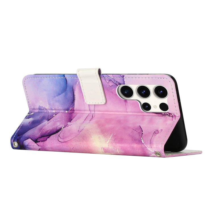 For Samsung Galaxy S25 Ultra 5G Painted Marble Pattern Leather Phone Case(Purple) - Galaxy S25 Ultra 5G Cases by buy2fix | Online Shopping UK | buy2fix