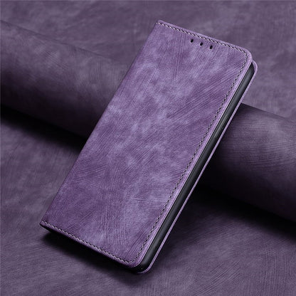 For Samsung Galaxy S25 5G RFID Anti-theft Brush Magnetic Leather Phone Case(Purple) - Galaxy S25 5G Cases by buy2fix | Online Shopping UK | buy2fix