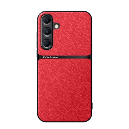 For Samsung Galaxy S25 5G Litchi Leather Magnetic Full Coverage Shockproof Phone Case(Red) - Galaxy S25 5G Cases by buy2fix | Online Shopping UK | buy2fix