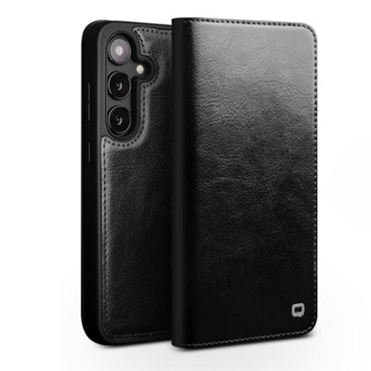 For Samsung Galaxy S25 5G QIALINO Genuine Leather Phone Case(Black) - Galaxy S25 5G Cases by QIALINO | Online Shopping UK | buy2fix