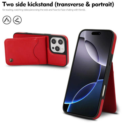 For iPhone 16 Pro Max AwQuer Vertical Flip Card Bag Holder Leather Phone Case(Red) - iPhone 16 Pro Max Cases by Awquer | Online Shopping UK | buy2fix