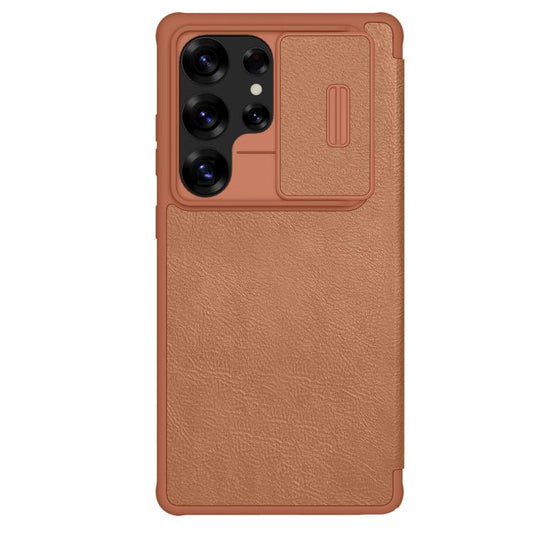 For Samsung Galaxy S25 Ultra 5G NILLKIN QIN Series Pro Sliding Camera Cover Design Leather Phone Case(Brown) - Galaxy S25 Ultra 5G Cases by NILLKIN | Online Shopping UK | buy2fix