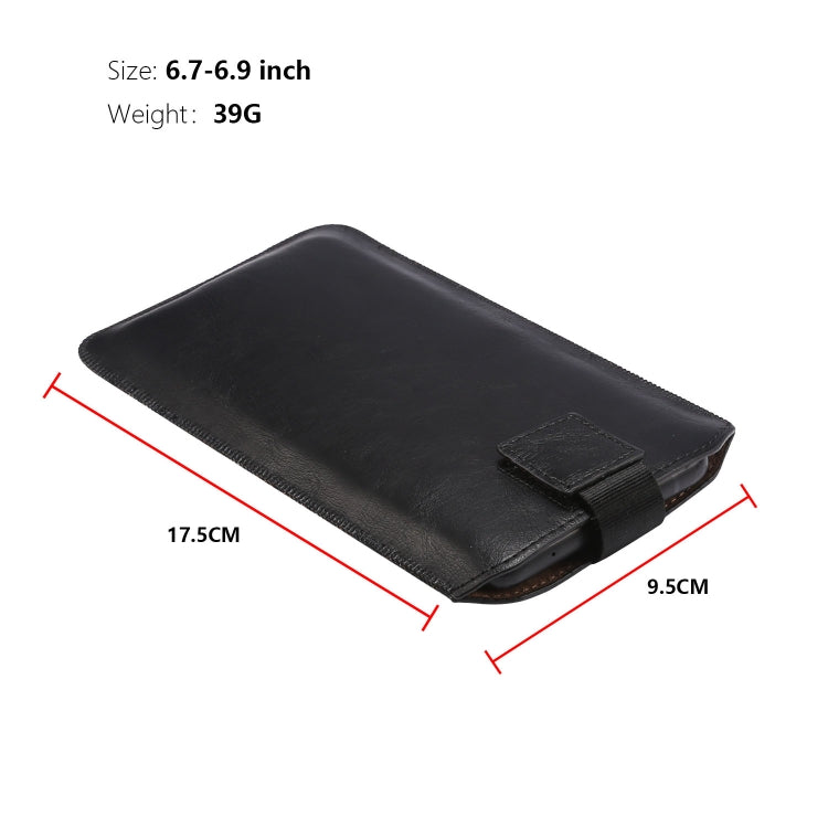 Ultra-thin Simple Drawstring  Horizontal Plate Hanging Waist Phone Waist Pack Leather Case, Suitable for 6.7-6.9 inch Smartphones(Black) - Universal Leather Case by buy2fix | Online Shopping UK | buy2fix