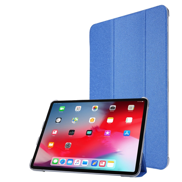 Silk Texture Flip Magnetic PU Leather Smart Case with Three-folding Holder For iPad Air 11 2024 / Air 2022 / 2020 10.9(Blue) - iPad Air (2022) / (2020) 10.9 Cases by buy2fix | Online Shopping UK | buy2fix