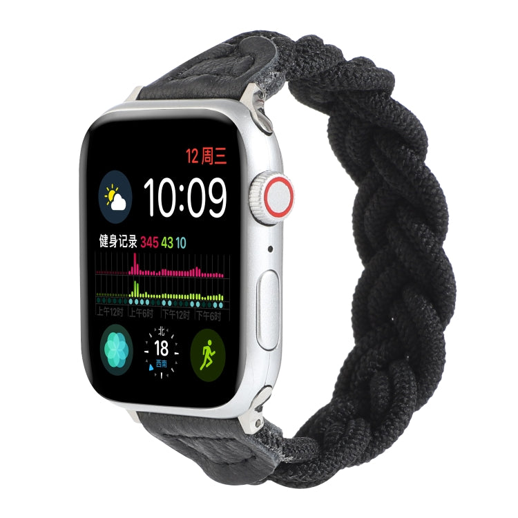 Elastic Woven Watch Band For Apple Watch Ultra 49mm&Watch Ultra 2 49mm / Series 9&8&7 45mm / SE 3&SE 2&6&SE&5&4 44mm / 3&2&1 42mm, Length:130mm(Black) - Watch Bands by buy2fix | Online Shopping UK | buy2fix