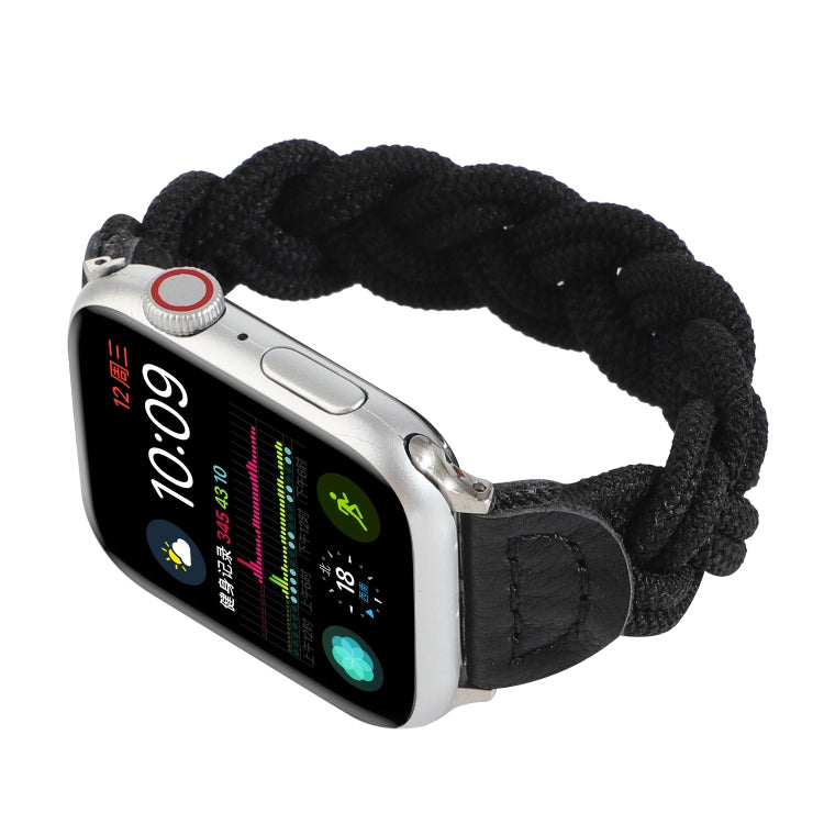 Elastic Woven Watch Band For Apple Watch Ultra 49mm&Watch Ultra 2 49mm / Series 9&8&7 45mm / SE 3&SE 2&6&SE&5&4 44mm / 3&2&1 42mm, Length:160mm(Black) - Watch Bands by buy2fix | Online Shopping UK | buy2fix