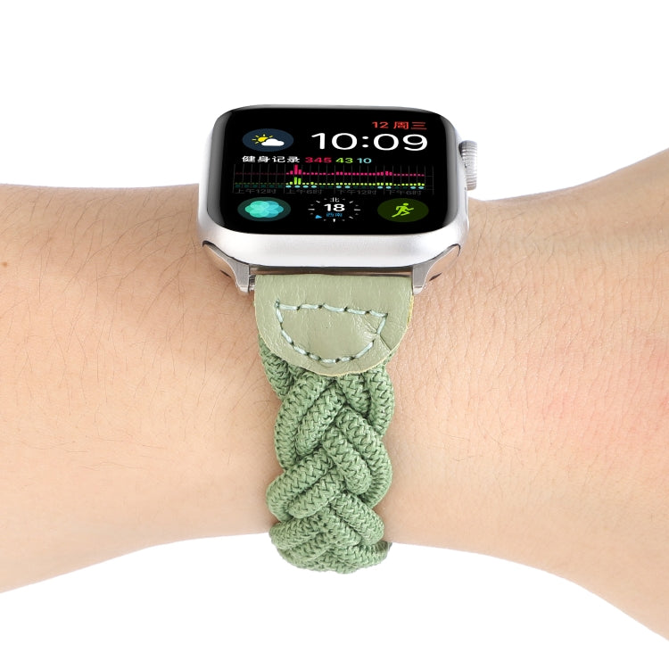 Elastic Woven Watch Band For Apple Watch Ultra 49mm&Watch Ultra 2 49mm / Series 9&8&7 45mm / SE 3&SE 2&6&SE&5&4 44mm / 3&2&1 42mm, Length:160mm(Green) - Watch Bands by buy2fix | Online Shopping UK | buy2fix