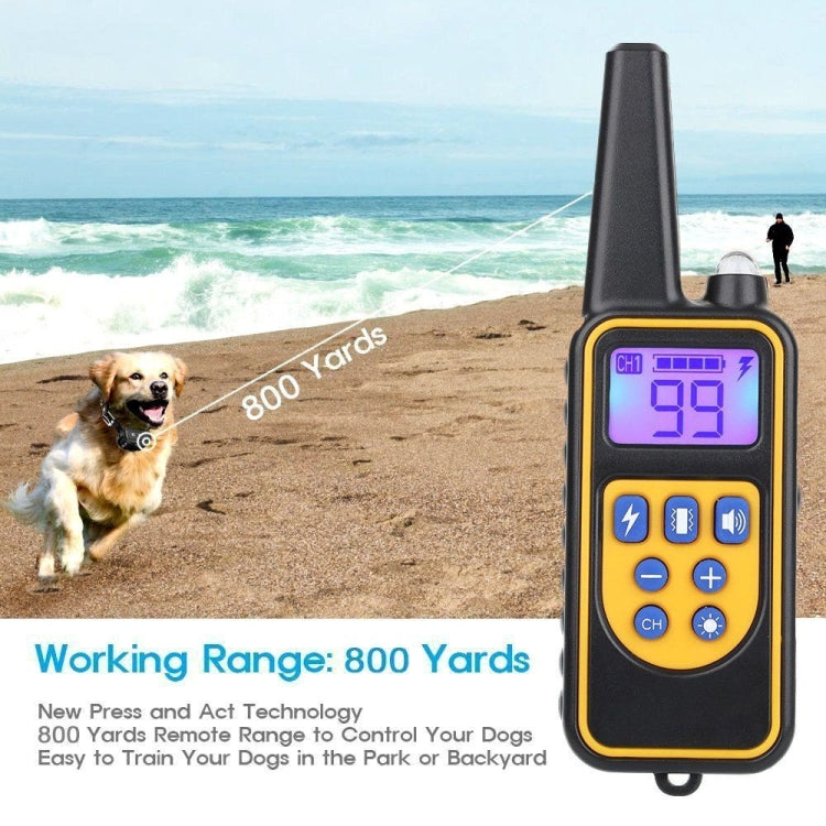 880-2 800 Yards Rechargeable Remote Control Collar Dog Training Device Anti Barking Device(Black+Orange) - Training Aids by buy2fix | Online Shopping UK | buy2fix