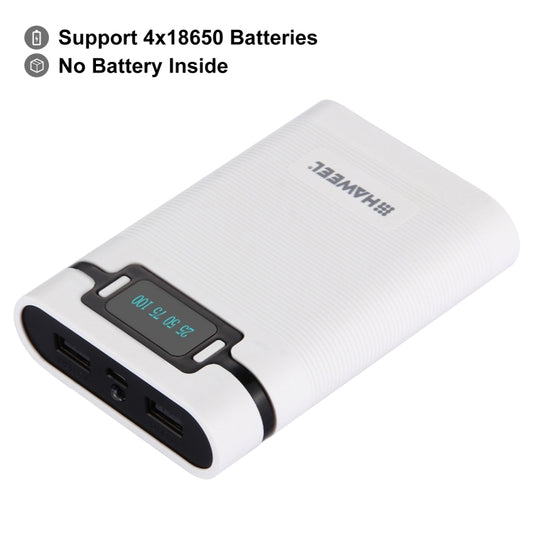 HAWEEL DIY 4 x 18650 Battery (Not Included) 10000mAh Power Bank Shell Box with 2 x USB Output & Display for iPhone, Galaxy, Sony, HTC, Google, Huawei, Xiaomi, Lenovo and other Smartphones(White) - Power Bank Box by HAWEEL | Online Shopping UK | buy2fix