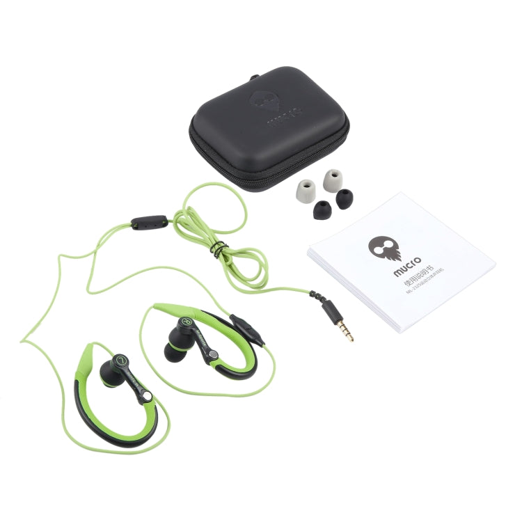 Mucro MB-232 Running In-Ear Sport Earhook Wired Stereo Headphones for Jogging Gym(Green) - Sport Earphone by Mucro | Online Shopping UK | buy2fix