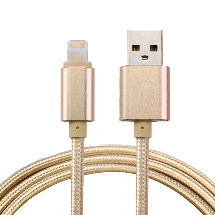 1m Woven Style Metal Head 84 Cores 8 Pin to USB 2.0 Data / Charger Cable(Gold) - Normal Style Cable by buy2fix | Online Shopping UK | buy2fix