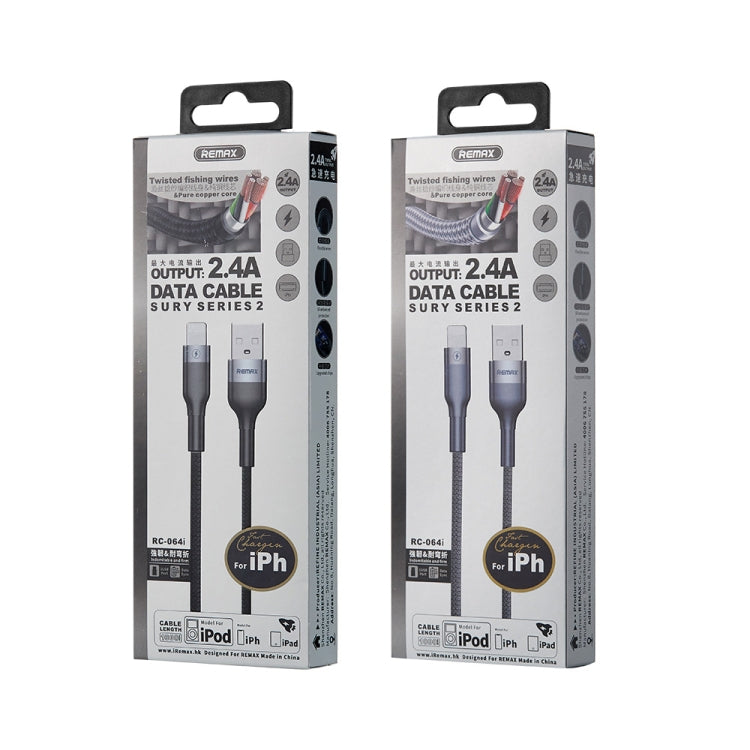 REMAX RC-064i Sury 2 Series 1m 2.4A USB to 8 Pin Data Cable for iPhone, iPad(Silver) - Normal Style Cable by REMAX | Online Shopping UK | buy2fix