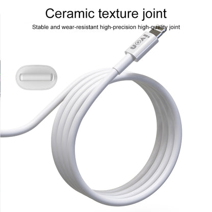 IVON CA70 8 Pin Fast Charging Data Cable, Length: 3m (White) - Normal Style Cable by IVON | Online Shopping UK | buy2fix
