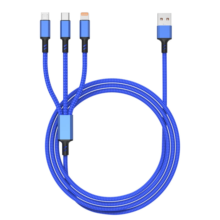 Orange Plug 3A 3 in 1 USB to Type-C / 8 Pin / Micro USB Fast Charging Cable, Cable Length: 1.2m(Blue) - Multifunction Cable by buy2fix | Online Shopping UK | buy2fix