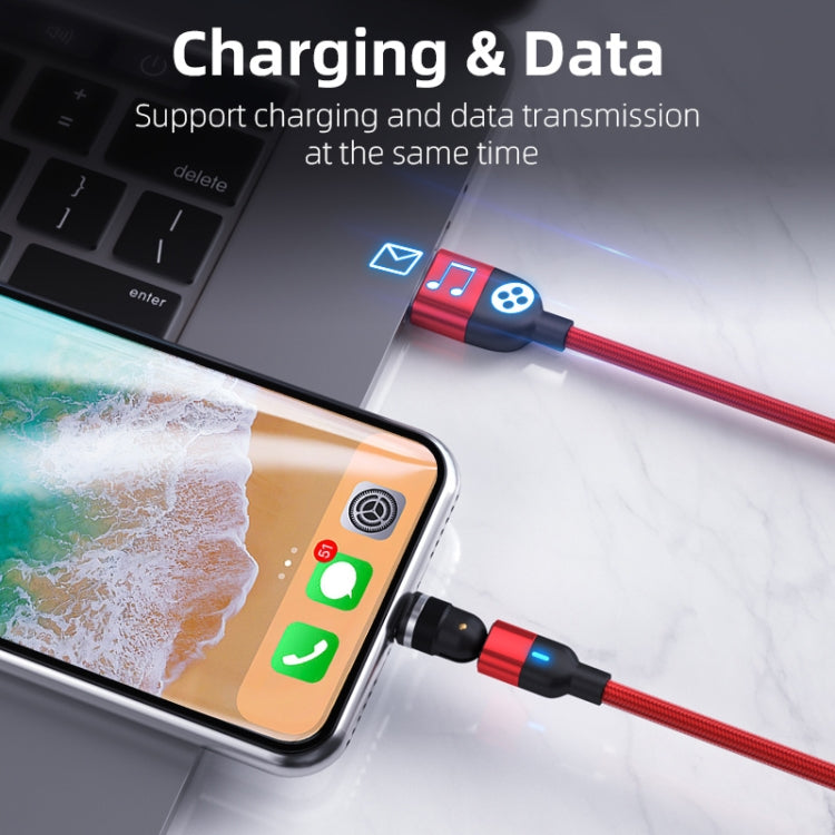 2m 3A Output 3 in 1 USB to 8 Pin + USB-C / Type-C + Micro USB 540 Degree Rotating Magnetic Data Sync Charging Cable(Red) - Charging Cable & Head by buy2fix | Online Shopping UK | buy2fix