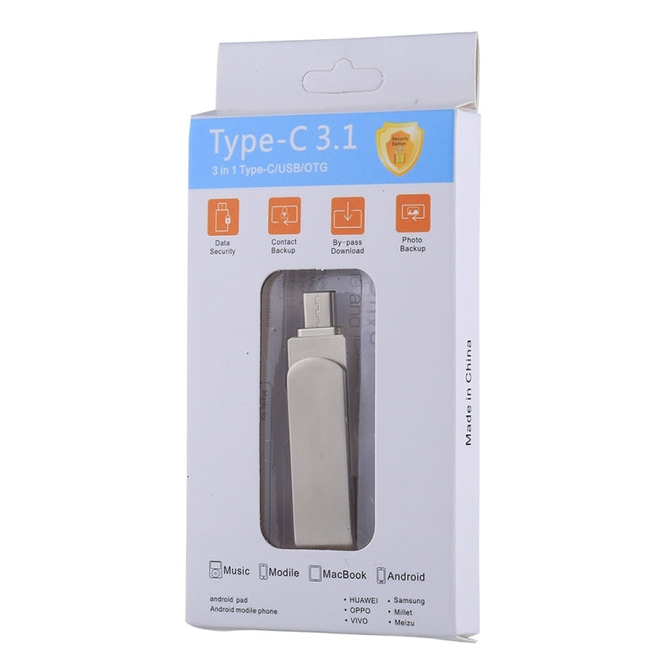 RQW-10X 3 in 1 USB 2.0 & 8 Pin & USB-C / Type-C 32GB Flash Drive, for iPhone & iPad & iPod & Most Android Smartphones & PC Computer - U Disk & Card Reader by buy2fix | Online Shopping UK | buy2fix