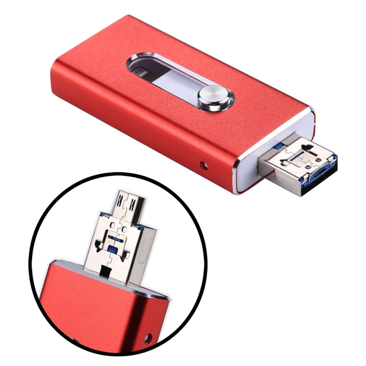 RQW-02 3 in 1 USB 2.0 & 8 Pin & Micro USB 128GB Flash Drive(Red) - U Disk & Card Reader by buy2fix | Online Shopping UK | buy2fix