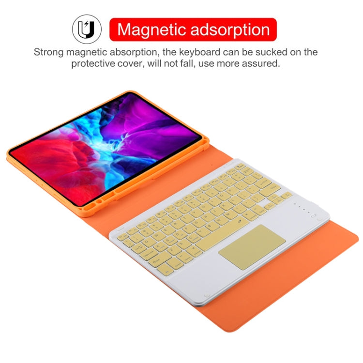 TG11BC Detachable Bluetooth Yellow Keyboard Microfiber Leather Tablet Case for iPad Pro 11 inch (2020), with Touchpad & Pen Slot & Holder (Orange) - For iPad Pro by buy2fix | Online Shopping UK | buy2fix