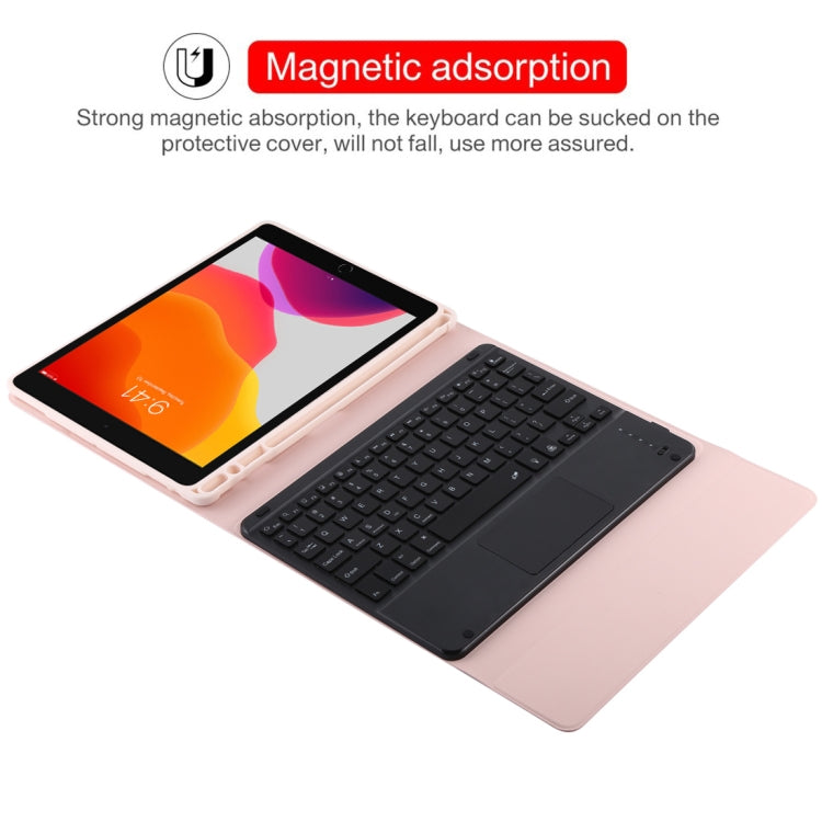 TG-102BCS Detachable Bluetooth Black Keyboard + Microfiber Leather Tablet Case for iPad 10.2 inch / iPad Air (2019), with Touch Pad & Backlight & Pen Slot & Holder (Pink) - For iPad Air by buy2fix | Online Shopping UK | buy2fix