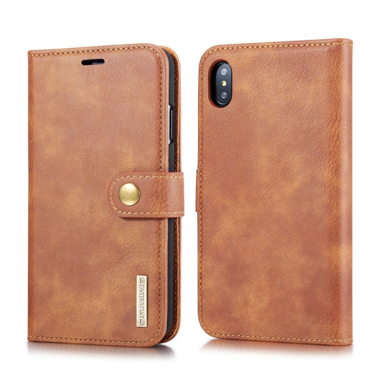 For iPhone XS Max DG.MING Crazy Horse Texture Flip Detachable Magnetic Leather Case with Holder & Card Slots & Wallet (Brown) - More iPhone Cases by DG.MING | Online Shopping UK | buy2fix