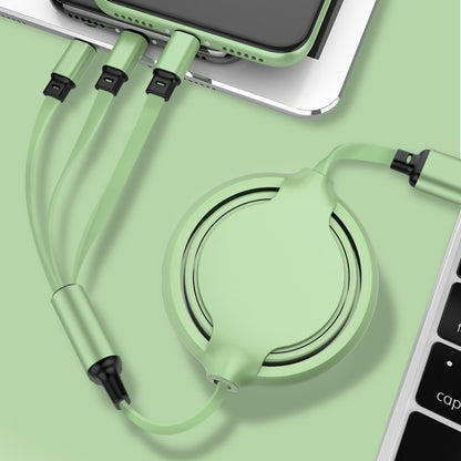 3.5A Liquid Silicone 3 in 1 USB to USB-C / Type-C + 8Pin + Micro USB Retractable Data Syn Charging Cable (Green) - Multifunction Cable by buy2fix | Online Shopping UK | buy2fix