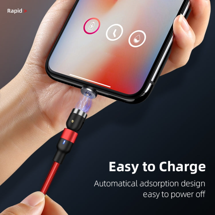 2m 2A Output 3 in 1 USB to 8 Pin + USB-C / Type-C + Micro USB Nylon Braided Rotate Magnetic Charging Cable (Red) - Charging Cable & Head by buy2fix | Online Shopping UK | buy2fix