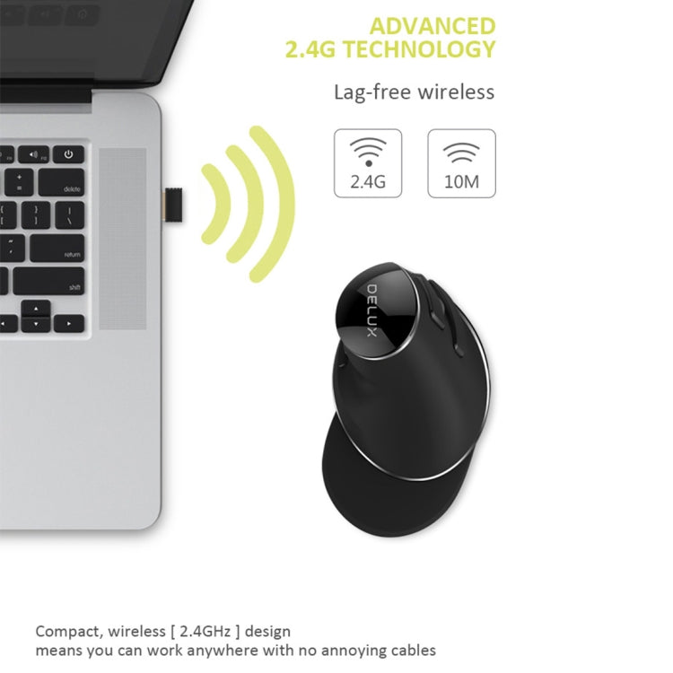 DELUX M618 Plus 2.4G 1600DPI Wireless Portable Vertical Ergonomic Mouse - Wireless Mice by DELUX | Online Shopping UK | buy2fix