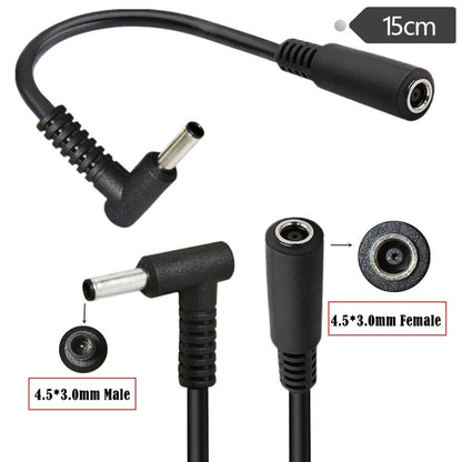 4.5 x 3.0mm Elbow Male to Female Adapter 15cm DC Power Extension Cable for HP (Black) - For HP by buy2fix | Online Shopping UK | buy2fix