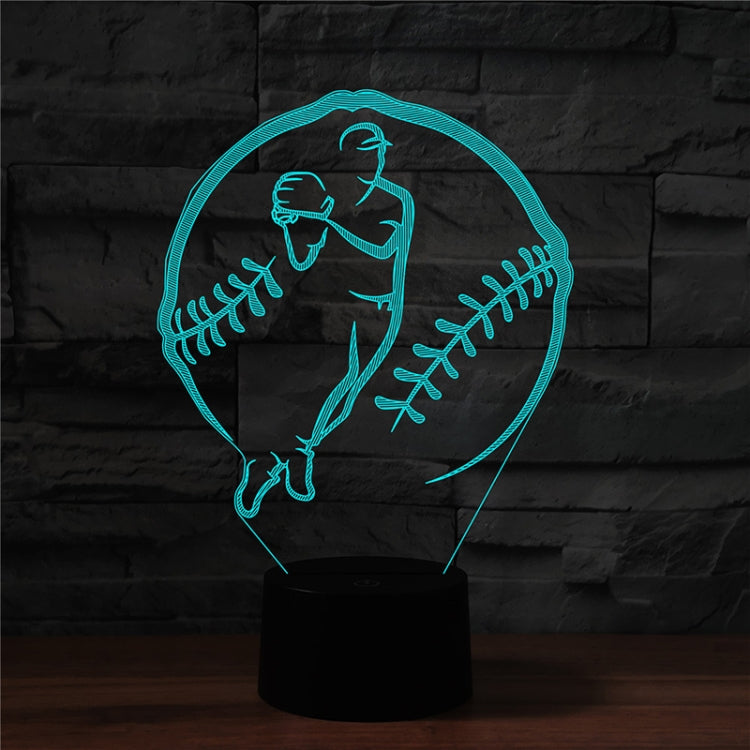 Baseball Sport Shape 3D Colorful LED Vision Light Table Lamp, Crack Touch Version - Novelty Lighting by buy2fix | Online Shopping UK | buy2fix