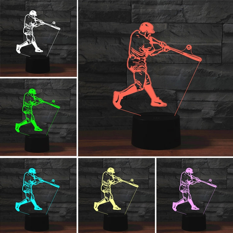 Playing Baseball Shape 3D Colorful LED Vision Light Table Lamp, USB & Battery Version - Novelty Lighting by buy2fix | Online Shopping UK | buy2fix