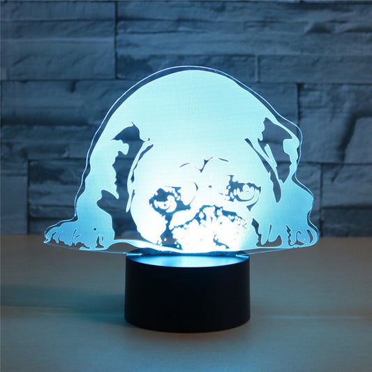 Prostrated Dog Shape 3D Colorful LED Vision Light Table Lamp, USB & Battery Version - Novelty Lighting by buy2fix | Online Shopping UK | buy2fix