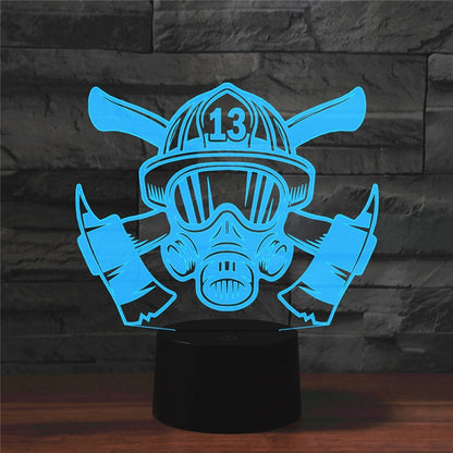 Fire Fighting Shape 3D Colorful LED Vision Light Table Lamp, USB Touch Version - Novelty Lighting by buy2fix | Online Shopping UK | buy2fix