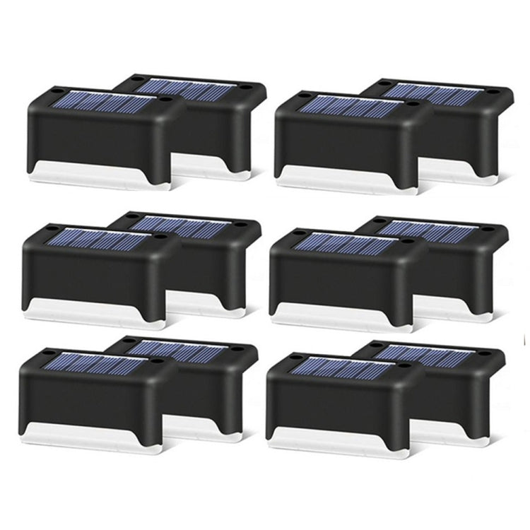 12 PCS Solar Powered LED Outdoor Stairway Light IP65 Waterproof Garden Lamp, Warm White Light(Black) - Solar Lights by buy2fix | Online Shopping UK | buy2fix