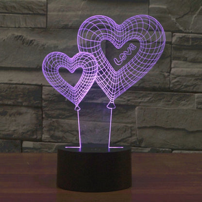 Double Heart Balloon Style 3D Touch Switch Control LED Light , 7 Color Discoloration Creative Visual Stereo Lamp Desk Lamp Night Light - Novelty Lighting by buy2fix | Online Shopping UK | buy2fix