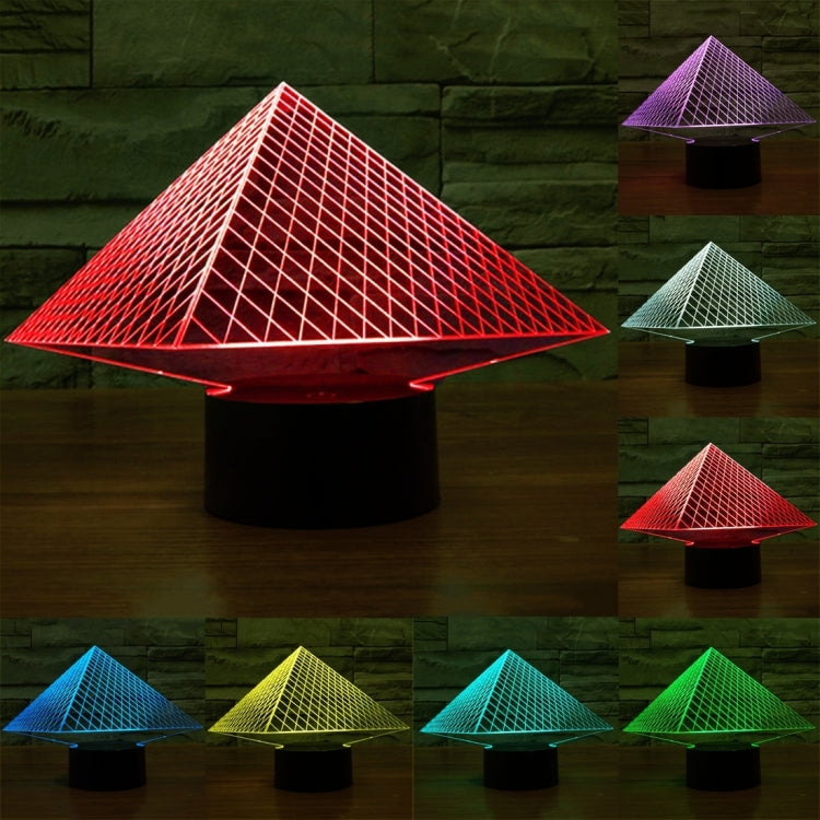 Pyramid Style 3D Touch Switch Control LED Light , 7 Colour Discoloration Creative Visual Stereo Lamp Desk Lamp Night Light - Novelty Lighting by buy2fix | Online Shopping UK | buy2fix