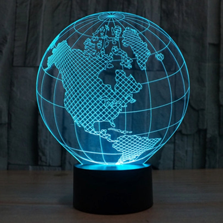 America Globe Style 3D Touch Switch Control LED Light , 7 Colour Discoloration Creative Visual Stereo Lamp Desk Lamp Night Light - Novelty Lighting by buy2fix | Online Shopping UK | buy2fix