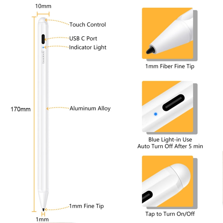 1.4-2.3mm Magnetic Design Superfine Nib Prevent Accidental Touch Handwritten Capacitive Screen Stylus Pen(White) - Stylus Pen by buy2fix | Online Shopping UK | buy2fix