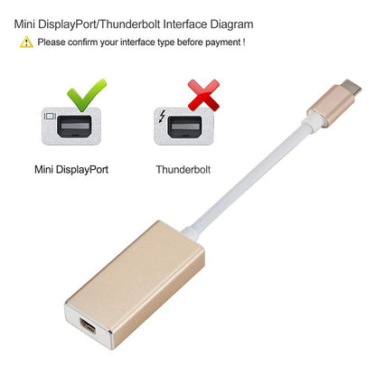 USB-C / Type-C 3.1 Male to Mini DP Female HD Converter, Length: 12cm(Silver) - Cable & Adapter by buy2fix | Online Shopping UK | buy2fix