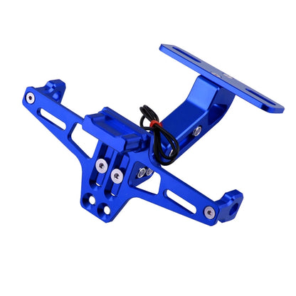 LPF013 Motorcycle Modification Accessories Universal Aircraft Shape Aluminum Alloy License Plate Bracket with LED Lights (Blue) - Others by buy2fix | Online Shopping UK | buy2fix