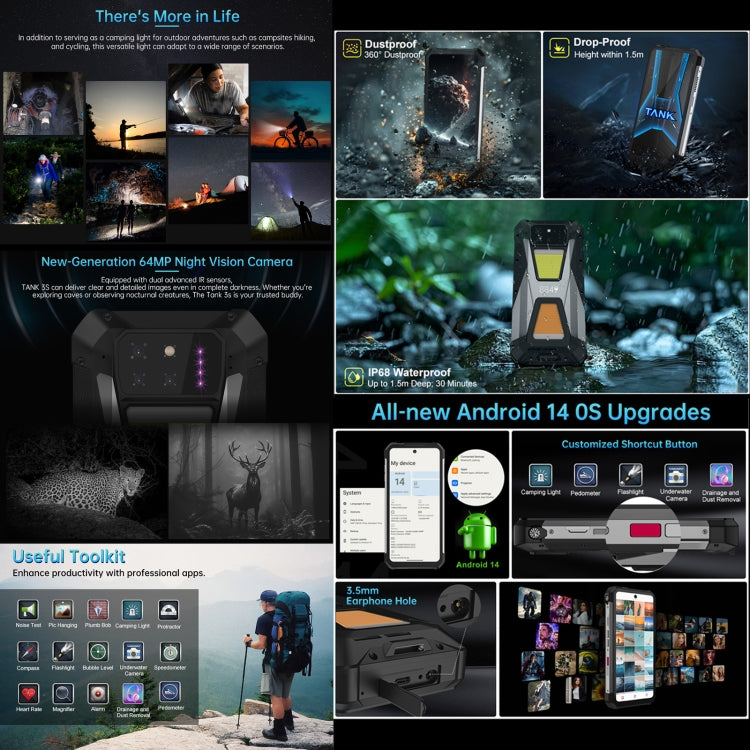 Unihertz 8849 Tank 3S Night Vision Projector Rugged Phone, 12GB+256GB, 6.79 inch Android 14 Dimensity 8200 Octa Core, Network: 5G (Black) - Other by Unihertz | Online Shopping UK | buy2fix