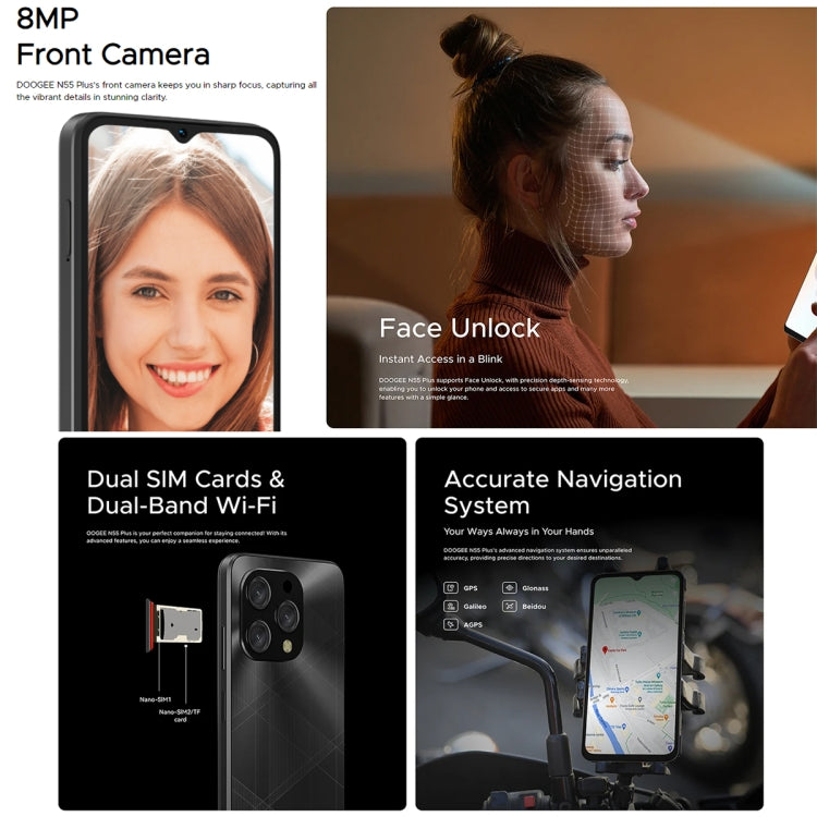 DOOGEE N55 Plus, 8GB+128GB, 6.56 inch Android 14 Spreadtrum T606 Octa Core, Network: 4G, OTG (Black) - DOOGEE by DOOGEE | Online Shopping UK | buy2fix