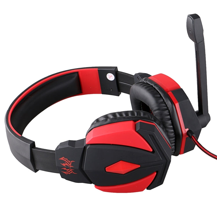 KOTION EACH G4000 USB Version Stereo Gaming Headphone Headset Headband with Microphone Volume Control LED Light for PC Gamer,Cable Length: About 2.2m(Black Red) - Multimedia Headset by KOTION EACH | Online Shopping UK | buy2fix