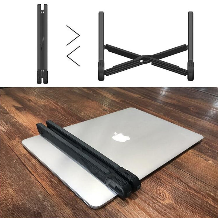 NEXSTAND Laptop Height Extender Holder Stand Folding Portable Computer Heat Dissipation Bracket, Size: 27x3.9x3.6cm(Black) - MacBook Holder by buy2fix | Online Shopping UK | buy2fix