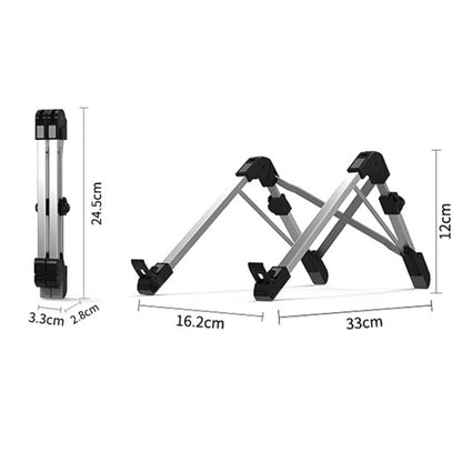 Aluminum Alloy Laptop Height Extender Holder Stand Folding Portable Computer Heat Dissipation Bracket, Size: 24.5x3.3x2.8cm(Black) - MacBook Holder by buy2fix | Online Shopping UK | buy2fix