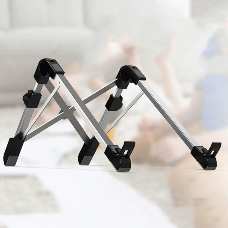 Aluminum Alloy Laptop Height Extender Holder Stand Folding Portable Computer Heat Dissipation Bracket, Size: 24.5x3.3x2.8cm(Black) - MacBook Holder by buy2fix | Online Shopping UK | buy2fix