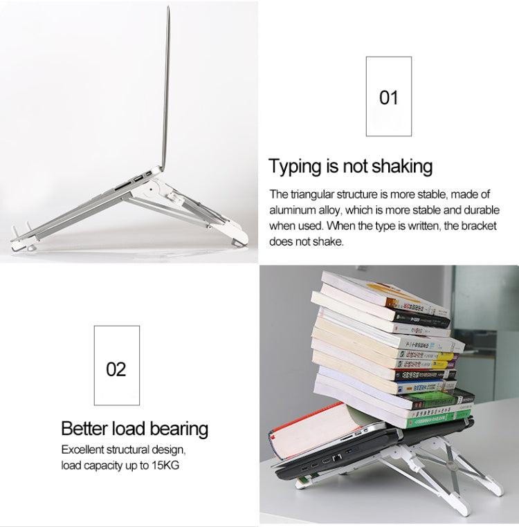 Aluminum Alloy Laptop Height Extender Holder Stand Folding Portable Computer Heat Dissipation Bracket, Size: 24.5x3.3x2.8cm(Black) - MacBook Holder by buy2fix | Online Shopping UK | buy2fix