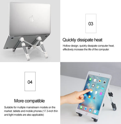 Aluminum Alloy Laptop Height Extender Holder Stand Folding Portable Computer Heat Dissipation Bracket, Size: 24.5x3.3x2.8cm(Black) - MacBook Holder by buy2fix | Online Shopping UK | buy2fix