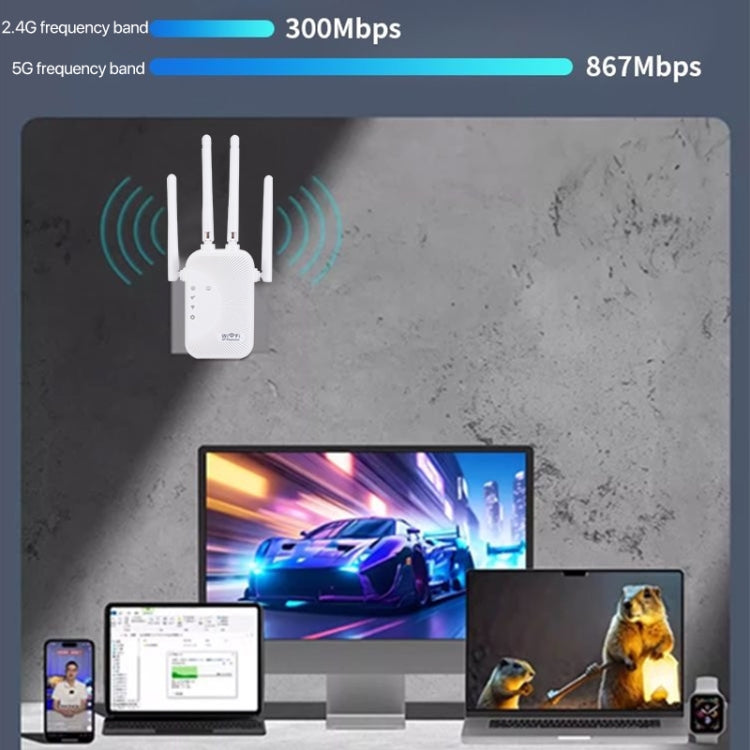 SM-010 Four-antenna 300M Repeater WiFi Wireless Router (EU Plug) - Wireless Routers by buy2fix | Online Shopping UK | buy2fix