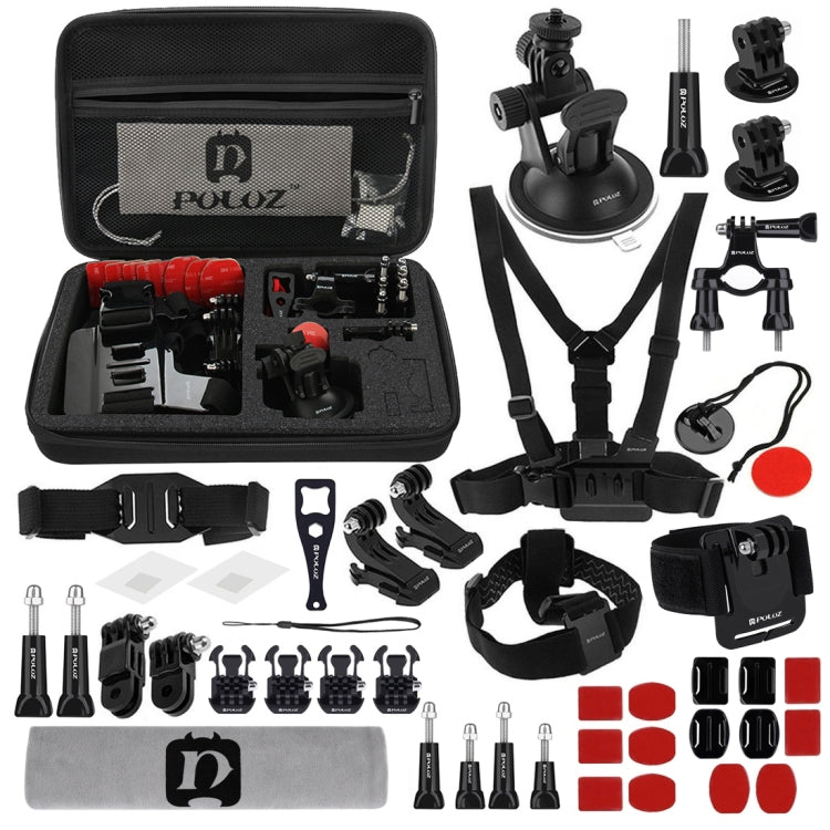 PULUZ 45 in 1 Accessories Ultimate Combo Kits with EVA Case (Chest Strap + Suction Cup Mount + 3-Way Pivot Arms + J-Hook Buckle + Wrist Strap + Helmet Strap + Surface Mounts + Tripod Adapter + Storage ...  for GoPro, Insta360, DJI and Other Action Cameras -  by PULUZ | Online Shopping UK | buy2fix